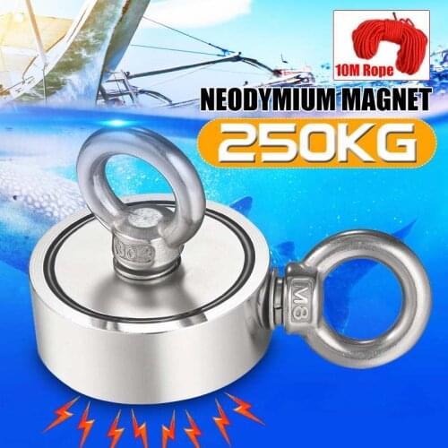 250KG Strong Neodymium Magnet Double Side Search Magnetic Hooker D60mm Super Power Salvage Fishing Magnetic Stell Cup Holder