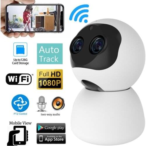 2MP 1080P Dual Lens 8X Zoom IP Camera Wireless 360 Degree Panoramic View PTZ Network CCTV Camera Intercom Baby Monitor