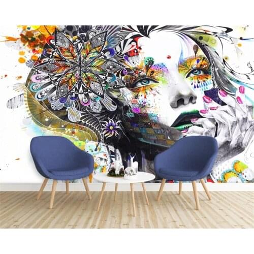 Beibehang Customize 3D wallpaper Hand drawn sketch personality abstract avatar mural background wall 3d wallpaper