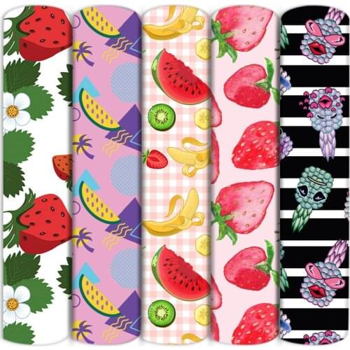 50x145cm Fruit Strawberry Watermelon Cherry Polyester Cotton Fabric Sewing Quilting Needlework Material DIY Cloth,c18858