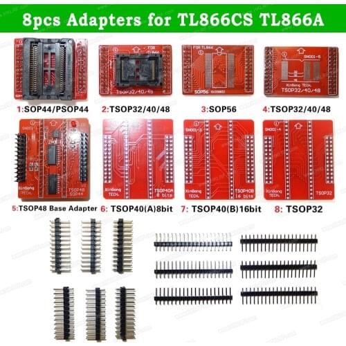 8Pcs TL866II Plus USB Programmer Adapter TSOP32 TSOP40 TSOP48 SOP32 SOP44 SOP56 Adapter Sockets FOR TL866CS TL866A