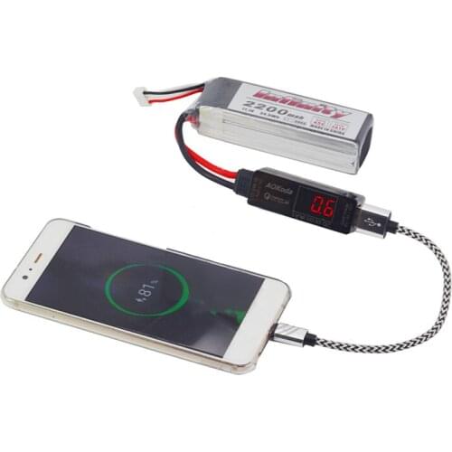 AOKoda Lipo to USB Power Converter QC3.0 Adapter Quick Charger for Smartphone Tablet PC Lipo Battery Testor Indicator RC Models