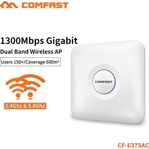 COMFAST 1300Mbps Wifi Router 5.8G 867Mbps + 2.4G 450Mbps Gigabit RJ45 Port Ceiling AP For 600 Square Meters 150+ Users CF-E375AC