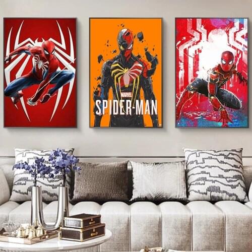 Marvel Avengers Superhero Canvas Painting Spiderman Character Prints and Posters Wall Art Pictures for Living Room Decor Cuadros
