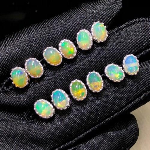 Natural Opal Gemstone Jewelry Rings, 925 Sterling Silver Woman Rings for Engagement/Anniversary/Party, Oval 5X7MM Fairy Rings
