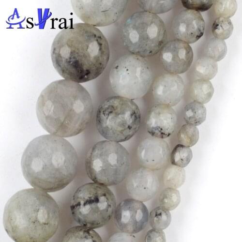 Natural Stone Faceted Labradorite Larvikite Round Beads For Jewelry Making 4/6/8/10mm Diy Bracelets Accessories 15"