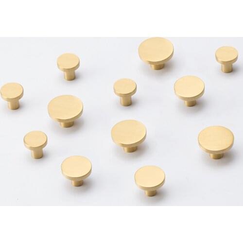 Round Brass Dresser Knobs Cabinet Door Knob Handle Cupboard Wardrobe Drawer Pull Handles Simple Copper Konbs for drawer