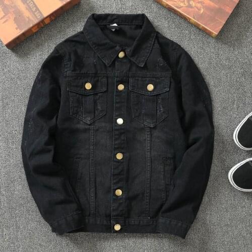 Spring Autumn Mens Black Denim Jacket Coat Fashion Male Simple Washed Slim Retro Solid color Denim Jacket for Men Jean Jackets