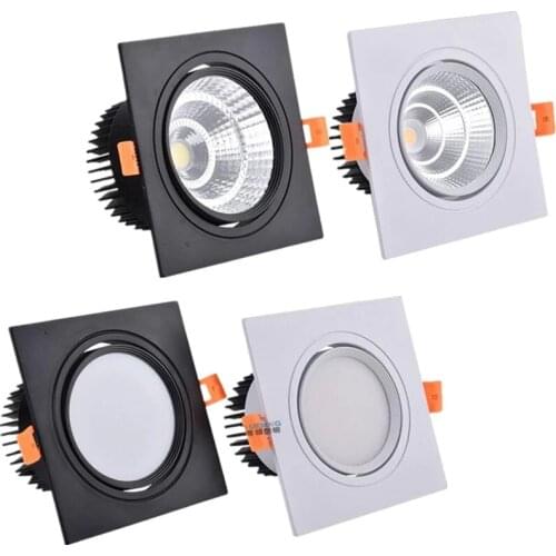 Square LED ceiling COB Downlight Dimmable ac85-265V 7W 9W 12W 15 18W Recessed Led ceiling lamp Spot light Bulbs Indoor Lighting