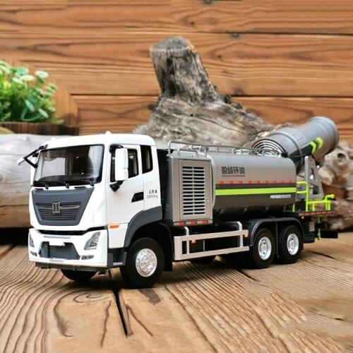 Diecast 1/38 Scale Zoomlion Environmental Dust Suppression Truck Clean Gun Dust Truck Dongfeng New Tianlong Truck Model Toy Gift