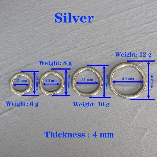 1 Pcs 15/20/25/30mm Silver O Ring Metal Buckle for Handbag Strap Dog Chain Webbing Snap Clasps Purse Bag Handle DIY Leather