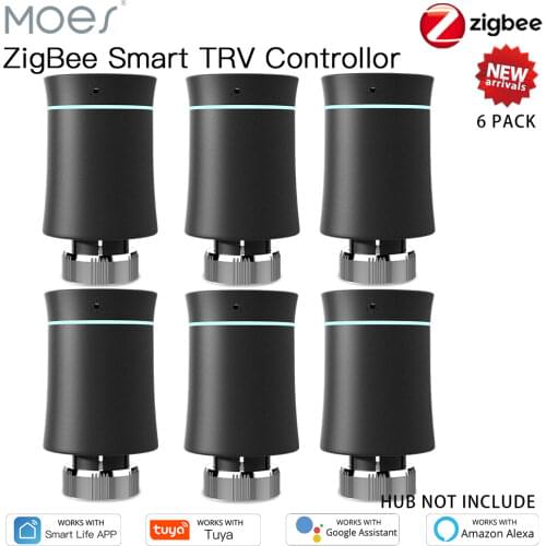 MoesHouse ZigBee3.0 TRV Tuya New Radiator Actuator Valve Smart Programmable Thermostat Temperature Heater Alexa Voice Control
