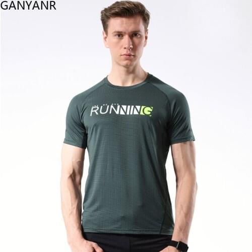 GANYANR Running T-shirt Men Quick Dry Gym Sport Fitness Sportswear Crossfit Fit Training Workout Compression Tees Bodybuilding