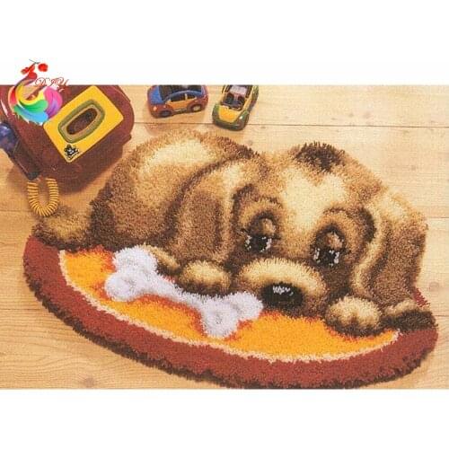 Cushion Latch Hook Kit Pillow Mat DIY Craft Cartoon Cute Dog Cross Stitch Needlework Crocheting Cushion Embroidery threads