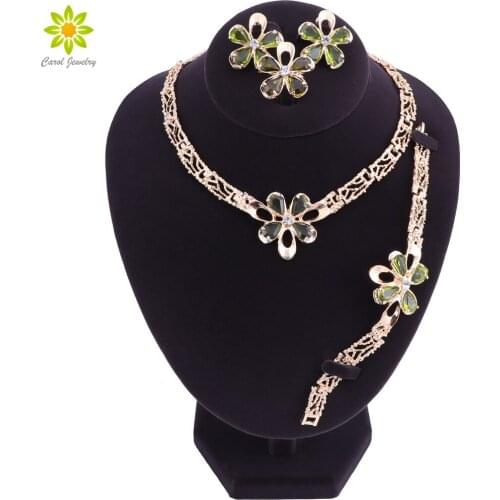 2021 Brand Unique Design Fashion Dubai Gold Color Jewelry Set High Quality Nigerian Wedding African Beads Jewelry Sets