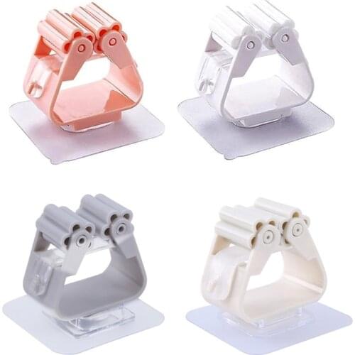 Wall Mounted Mop Clip Brushbroom Holder Organizer Rack Seamless Hook Kitchen Bathroom Storage Self Adhesive Broom Holder