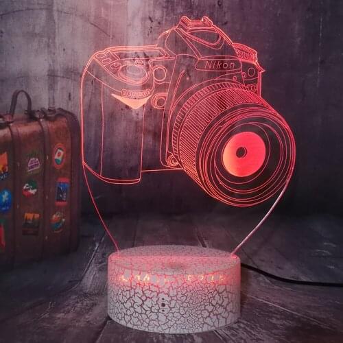 Novelty 3D Acrylic Camera Night Light USB Touch RGB Color Changing Table Lamp for Home Bedside Decoration Children Birthday lamp