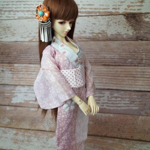 OOAK Japan Style Sakura Kimono Dress Outfits Clothing For 1/4 17" 44cm Tall Female BJD MSD DK DZ AOD DD Doll Free Shipping
