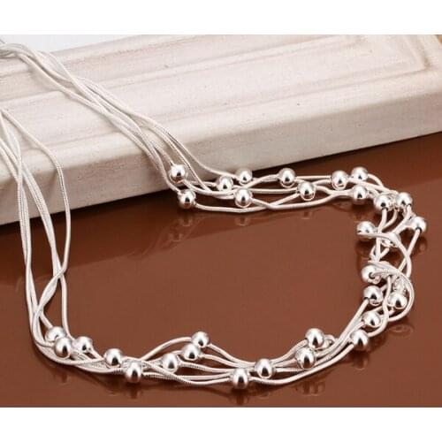 LJ&OMR silver plated necklace hot selling fashion necklace jewelry beads charm necklace women necklace