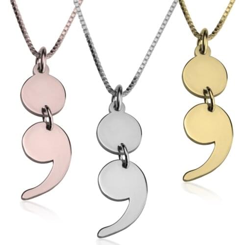 2018 New Heart Semicolon Charm Necklace Women Stainless Steel Jewelry Valentines Day Present Dropship Accepted YP3924