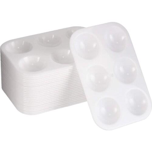 XRHYY 24Pcs White Paint Palettes 6Well Rectangular Watercolor Palette Painting Tray For Painters Art Students Painting Hobbyists