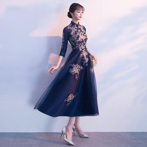 Sexy Chinese Style Dress Womens Slim Party Evening Long Cheongsam Marriage Gown Luxury Wedding Qipao Fashion Clothes Vestido