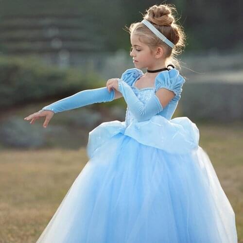 Disney Cinderella Princess Girls Dress Kids Dresses for Girls Christmas Dress Up Costume Party Ball Gown Girl Summer Dress Mesh
