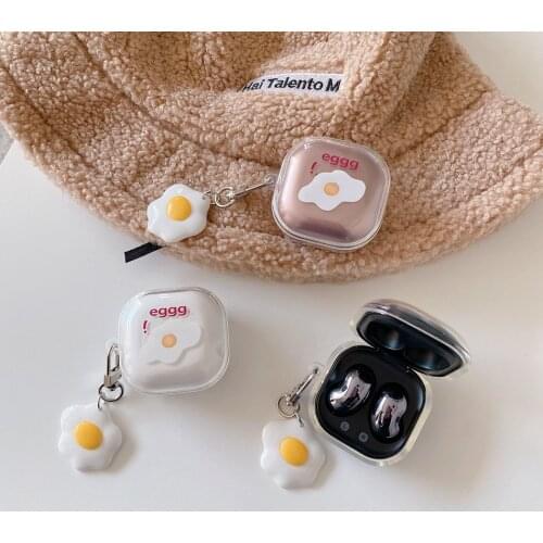 For Samsung Galaxy Buds Live /buds pro Case cute egg funny cartoon keychain transparent Silicone Earphone Cover for Galaxy Live