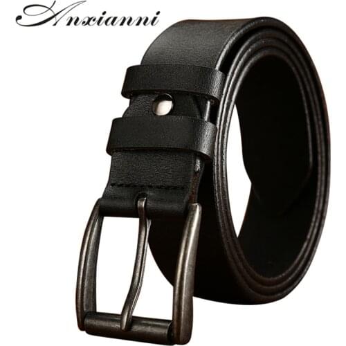 Anxianni mens Belt Luxury Designer High Quality cowhide genuine leather belts for men brand male pin buckle jeans belt