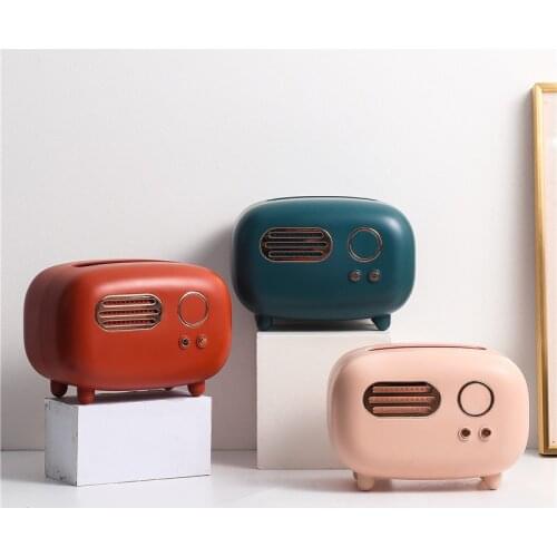 Retro Radio Model Tissue Box Desktop Paper Holder Vintage Dispenser Storage Napkin Case Organizer Ornament Craft