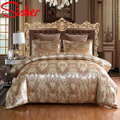 Luxury Jacquard Duvet Cover Set 220x240 Tribute Silk Europe Floral Printed Bedding Set Single Double Queen King Size Quilt Cover