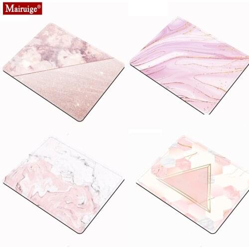 Pink Mousepad Cute Marble Texture Geometric Rhombus Small Mouse Mat Office Desk Mats Computer Gaming Mouse Pad 18x20cm