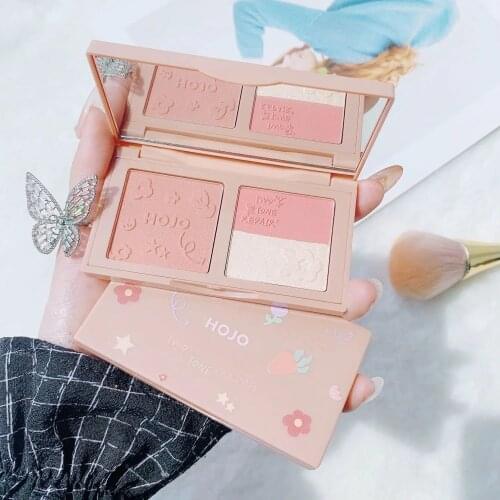 Hand-drawing Art Brown Face Contour Powder Glossy Highlights Peachy Blusher Soft Moist Long Lasting Makeup Bronzer Palette