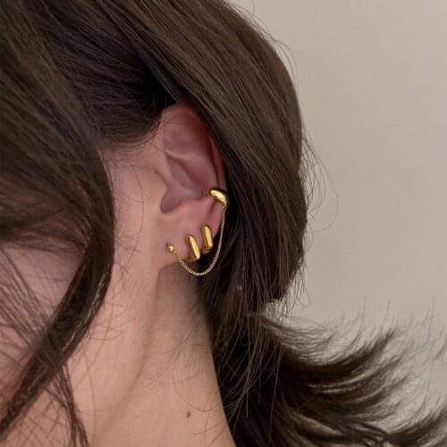 SRCOI Thick Gold Color Square Curve Earrings Wide Minimalist Geometric Punk Style Irregular Hoop Earrings Women Jewelry Friend