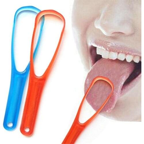 1pcs Tongue Scraper Clean Fresh Breath Cleaner Coated Toothbrush Soft Dental Care Brush Scraper Handle Oral Clean Double-sided