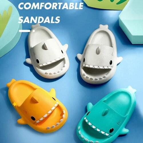 Summer Funny Slippers Cute Shark-shaped Home Non-slip Boys Kids Slippers Toddler Girls Shoes Blue Pink Beach Shoes