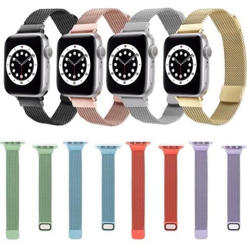 Magnetic Loop Slim Strap For Apple Watch Band For Iwatch Series 3 4 5 6 Se 44mm 42mm 40mm 38mm Metal Stainless Steel Bracelet