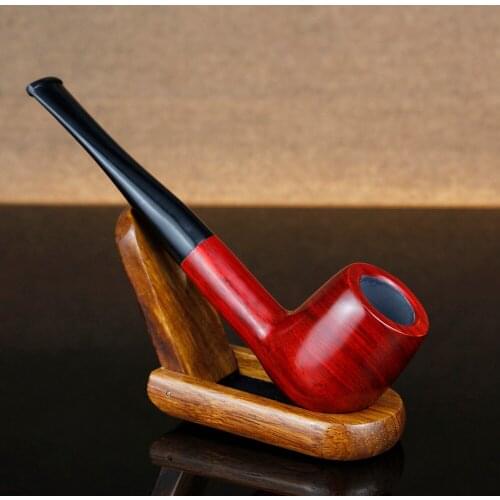 Traditional Straight Smoking Pipe Handmade Red Sandal Wood Pipe 9mm Filter Wooden Tobacco Pipe free tools set Smoke Pipe