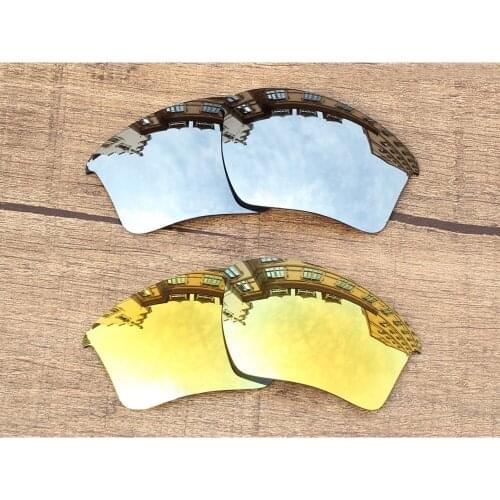 Vonxyz 2 Pairs Chrome Mirror & 24K Mirror Polycarbonate Replacement Lenses for-Oakley Half Jacket 2.0 XL Frame