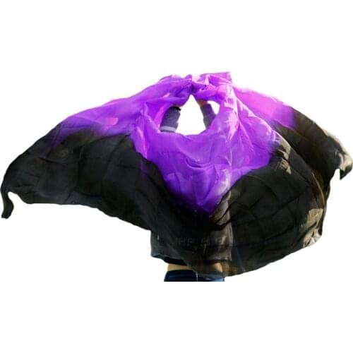 2016 design 100% real silk belly dance veil, cheap dance veils,tari perut kostum veil wholesale 250*114cm black+purple