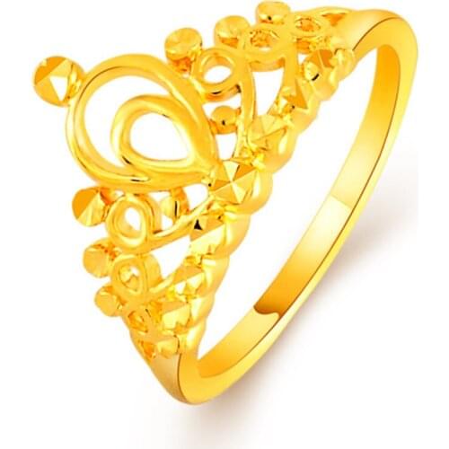 Top Quality yellow Gold Filled fashion womens Ring,Gold Color Exquisite Crown Finger rings for women wedding jewelry