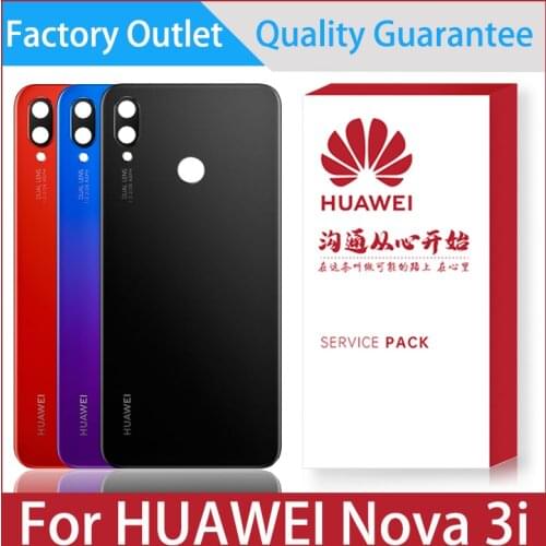 Back Cover For Huawei Nova 3i Back Battery Cover Rear Housing Door Case Housing Panel Back Glass CoverWith Camera Lens