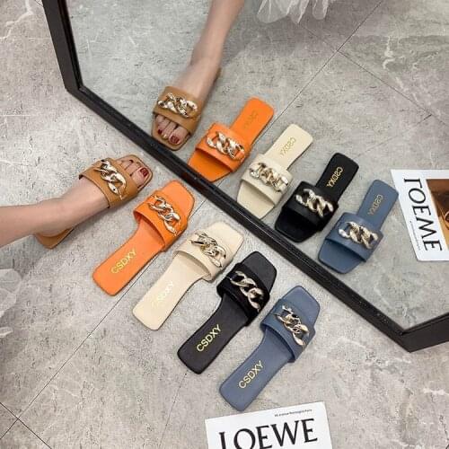 2021 Women Sandals 2021 Summer New Style Contracted Fine Heel Slipper Female One Word Belt Fashionable 7cm High-Heeled Shoes
