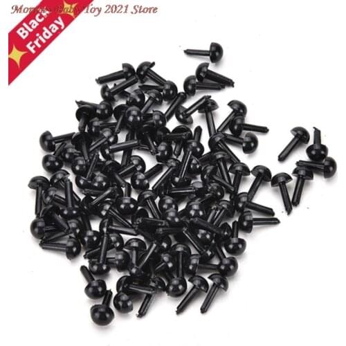 100 Pcs 3 mm/4 mm/5 mm/6 mm DIY Plastic Safety Eyes For Dolls Toys Accessories Animal Making Craft Black Color