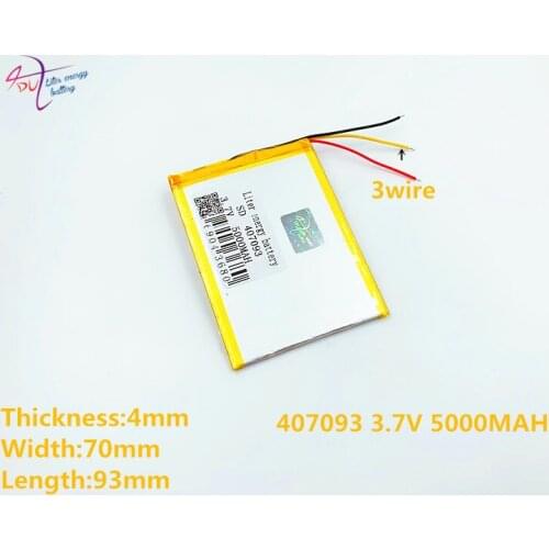 3 line Liter energy battery brand new battery 407093 3.7V 5000mAh tablet battery with Protection Board For Tablet PC U25GT