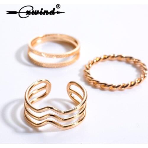 3pcs /lot Multi Layer Rings Set Eternity Rope Twist Wave Knuckle Band Ring for Women Fashion 2018 New Finger Around Jewelry