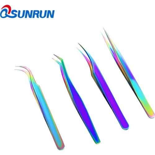 4pcs/set Color Eyelash Extension Tweezers High-precision Flower Set Eyelash Specialist Tools Dolphin Clip Eyelash Curler