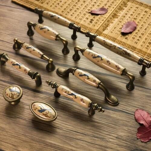 Free shipping Wardrobe pulls Dresser drawer handle European ceramic cabinet handle Furniture hardware bookcase cabinet door knob