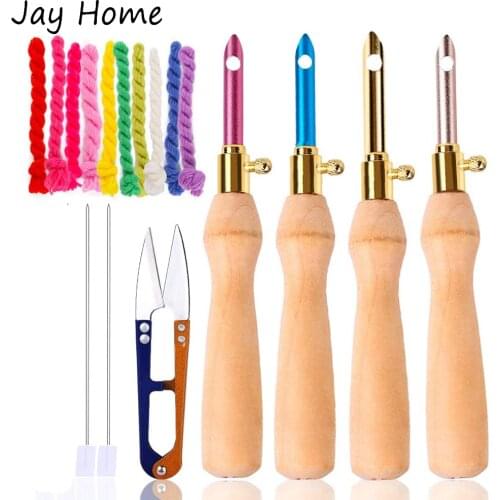 8PCS Embroidery Craft Set 50#Punch Needle & 5Colors Embroidery Floss & Yarn Scissors & Threader for Embroidery Needle Punch
