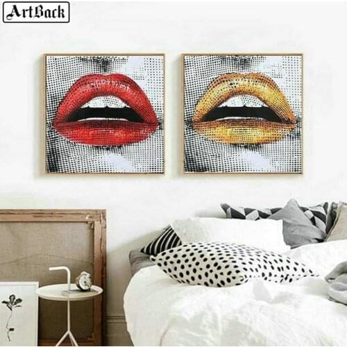 8 style 5d diamond painting lips picture full square drill landscape flower diamond embroidery home decoration 2pcs set